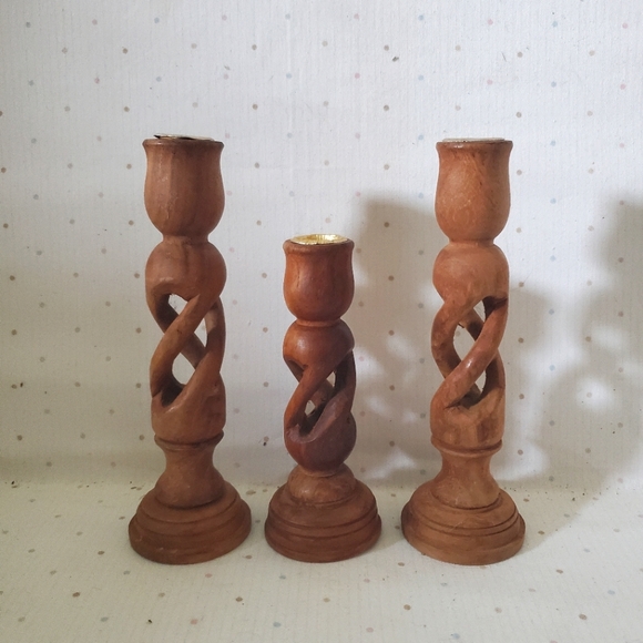 Vintage • 70s Celtic Pillar Candle Holders